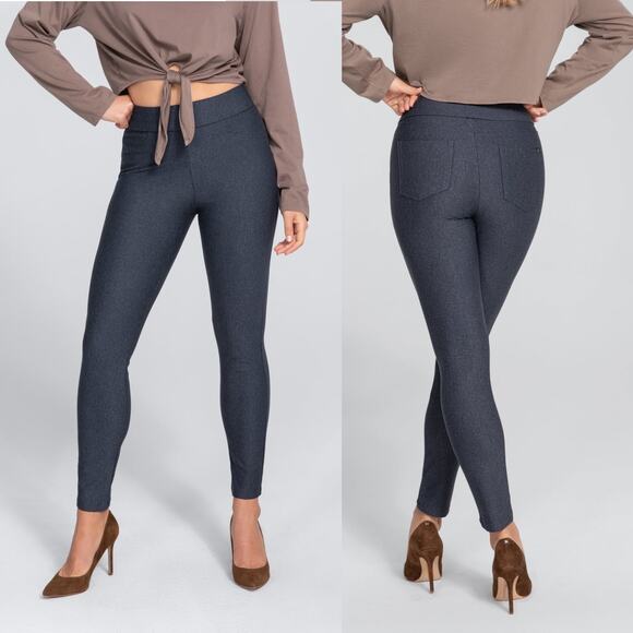 HONEYLOVE EverReady Pant Stormy Blue Twill Ponte Slimming Shaping Tummy Sculpt - Picture 2 of 16